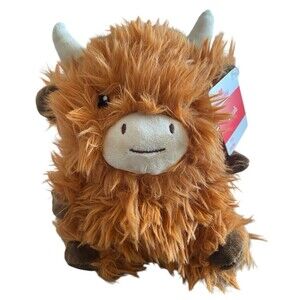 Way To Celebrate Valentine’s Highland Cow Plush 8” Brown Shaggy plush NEW